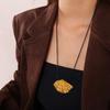 Retro Metal Black Rope Necklace Shell Geometric Ring Pendant Niche Design Personality Light Luxury Sweater Chain