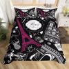 Eiffel Tower Duvet Cover Chic Paris Bedding Set Microfiber Modern French Style Romantic Theme Comforter Cover With Pillowcase