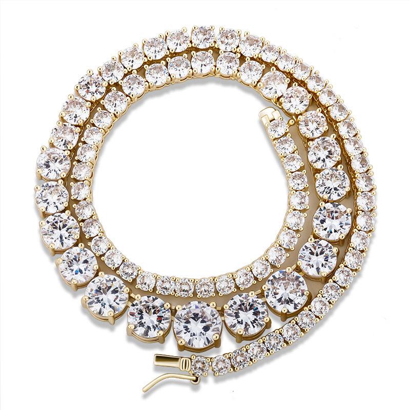 

Gradient size zircon necklace hip hop trend personality tennis chain luxury accessories 16inch (40.6cm) золотий