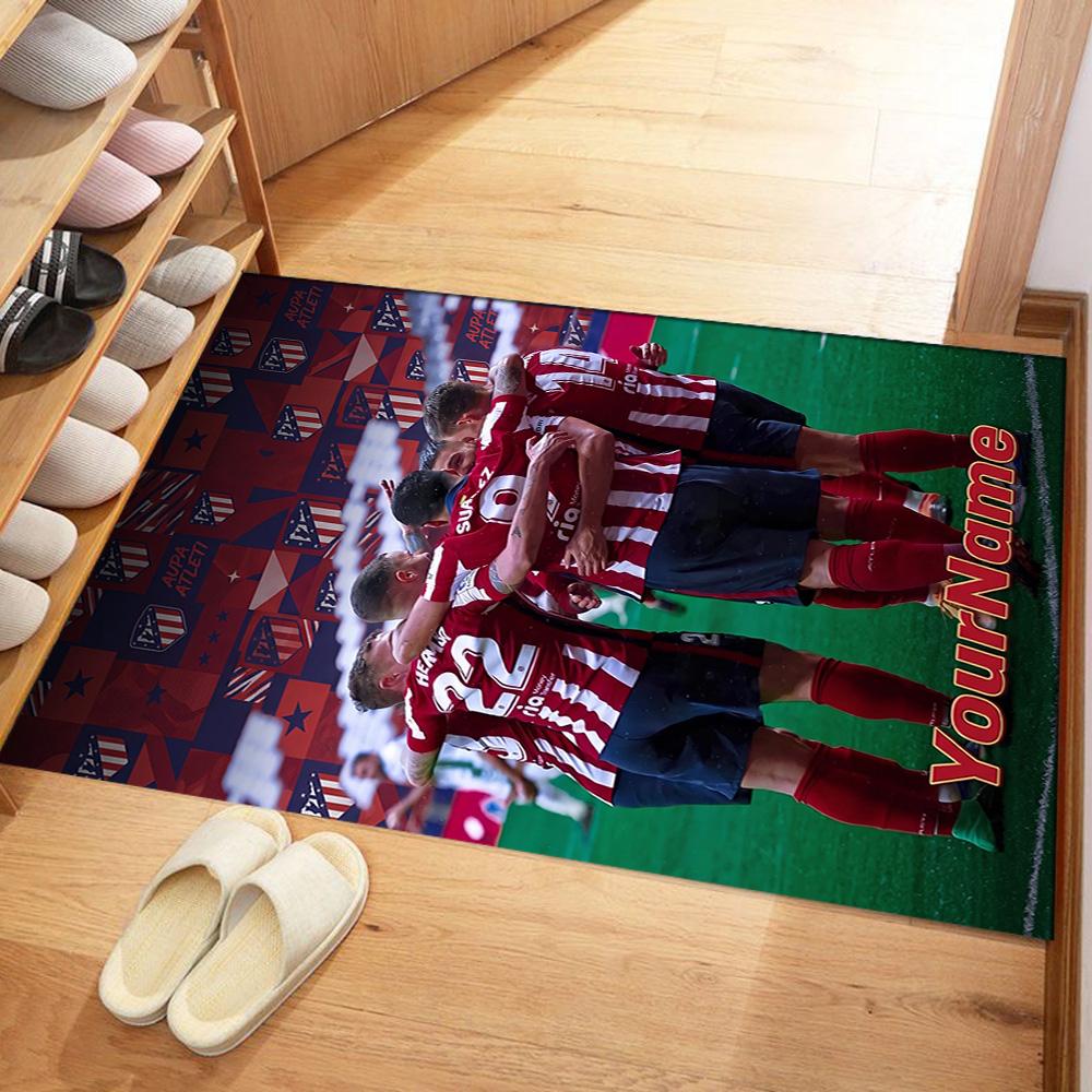 Atletico Madrid Personalized Text Floor Rug Office Rug Suitable for Study room Outdoor Game Room Dining Room Antislip Carpet Decorate Offices