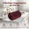 Polyester Cosmetic Bag Wine Red Black Foldable Makeup Bag Multi-Functional Multi-Compartment Makeup Storage Organizer Women Girl