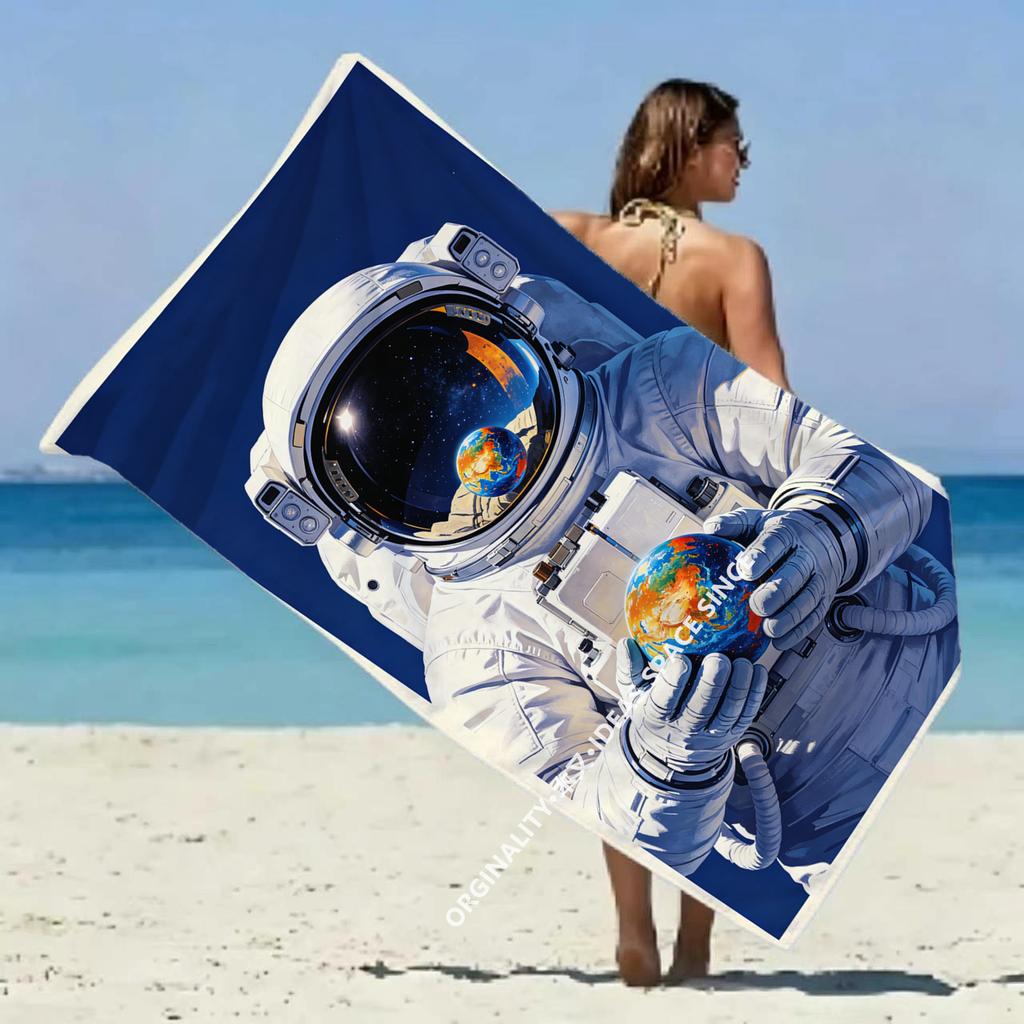 Space Astronaut Galaxy Beach Towel Patterned Sunscreen And Windproof Suitable For Swimming Pool Camping Travel Blanket