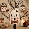 Cute Ghost Pumpkin Decor 6 Pcs Vintage Halloween Wooden Ornaments, Rustic Farmhouse Cat Owl Small Cutouts for Crafts Hanging Decorations Tree