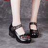 Retro Ethnic Style Women's Shoes 2025 Spring New Shallow Mouth Single Shoes Thick Heel Soft Sole Comfortable Women's Leather Shoes Mother Shoes