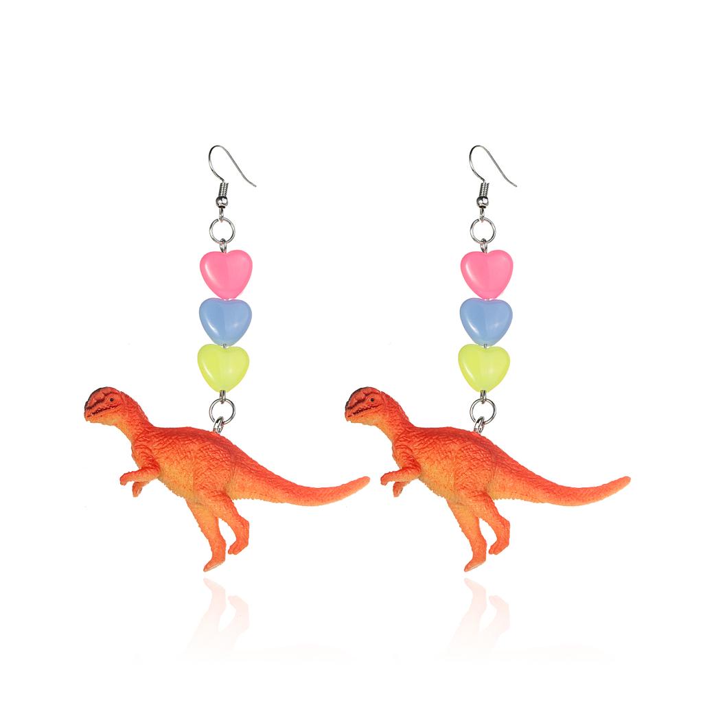 Cute and Fun Love Resin Dinosaur Pendant Earrings, Same Style Valentine's Day Jewelry for Men and Women as a Gift