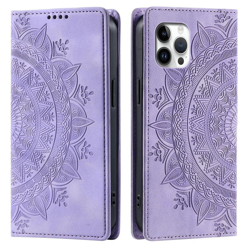 For iPhone 12 ProMax,11 Pro Max Mandala Embossed PU Leather Flip Wallet Case Magnetic Closure Cover