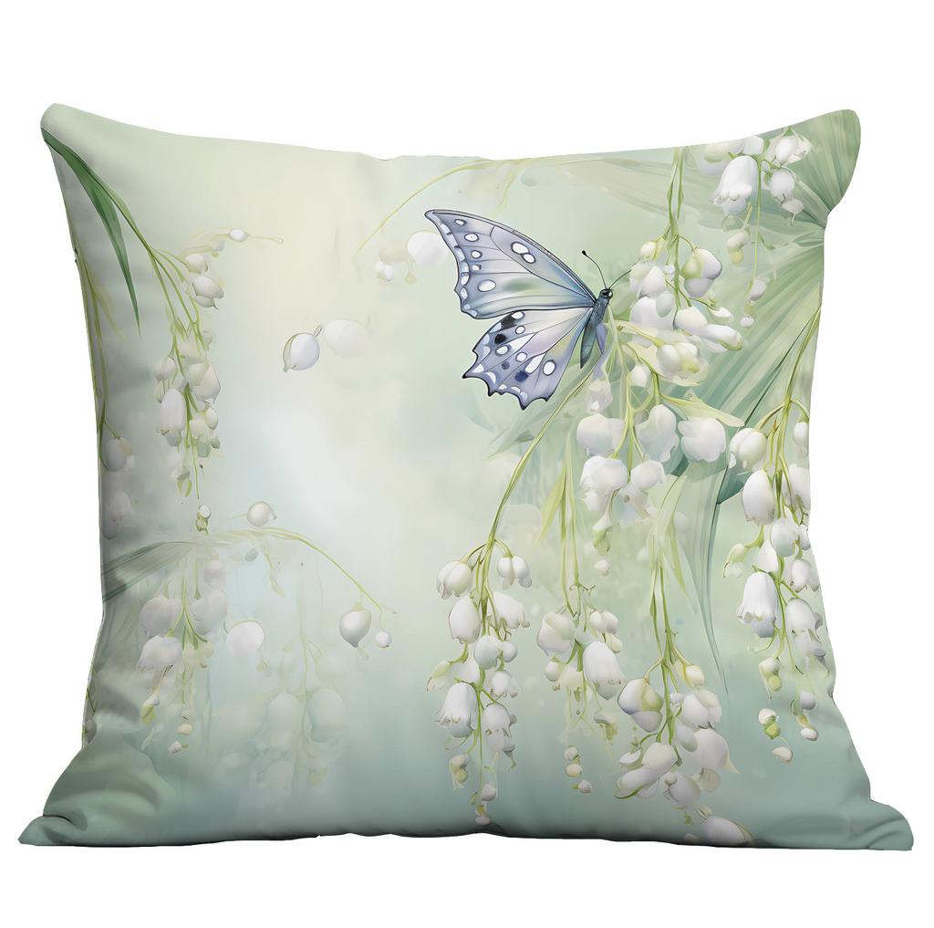 Ny Vår Fjäril Liljekonvalj Liten Fräsch Tryckt Örngott Kort Plysch Örngott Vardagsrum Soffa Kuddöverdrag