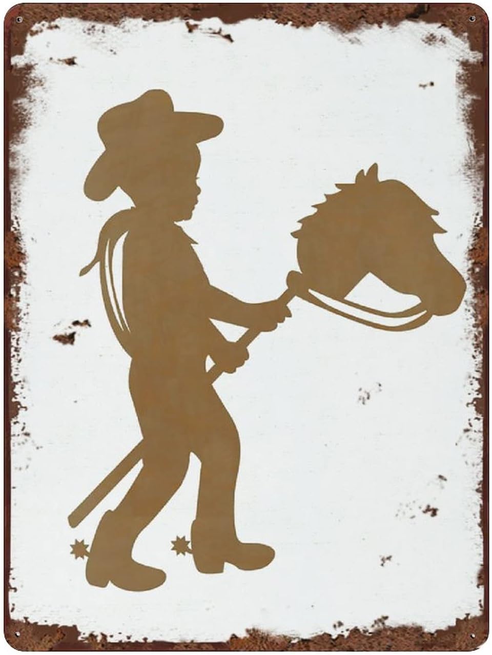 

Little Cowboy Vintage Tin Sign Hobby Horse Wall Art Western Nursery Nursery Wall Sign Decor Childrens Room Art Boys Decor Fun 20x30cm（7.8x11.8inch）