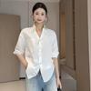 Old Money Wind Waist Long-sleeved White Shirt Women's Early Autumn New Wear Thin Lapel Shirt Design Top