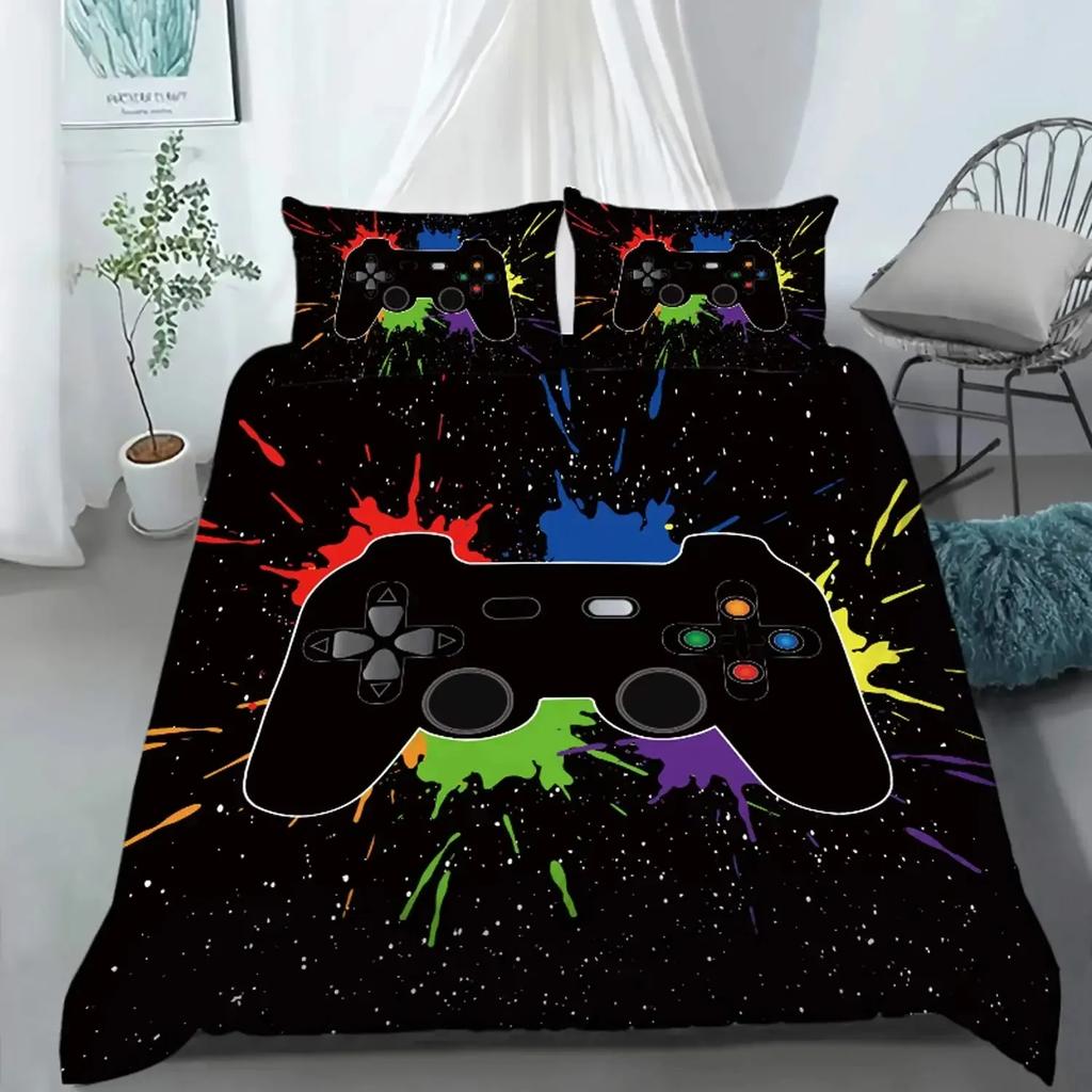 Gamepad Warm Comforter Cover R Beding Set Tens Video with Soft Fabric Duvet For Youth Children Kids Young Boys Modern Controler Bedspread