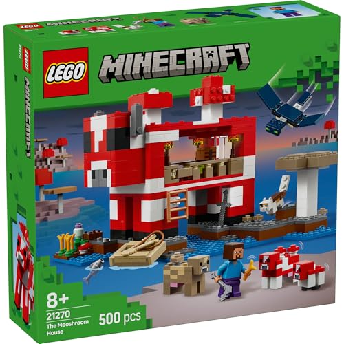 LEGO Minecraft Mooshroom House Toy, Birthday Gift, Building Blocks, for Girls and Boys, Ages 8, 9, and 10, Elementary School Students, Game, 21270