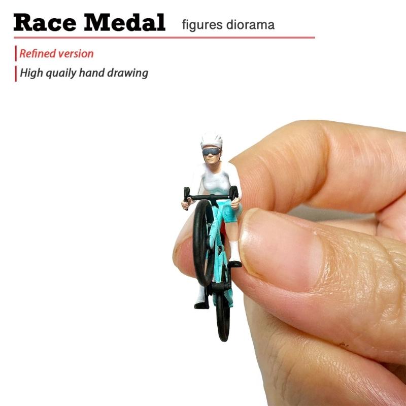 1:64 Cycling Statue Miniature Craft Cycling Scene Miniatures Resin Texture Suitable for Desktop Decorating and Present