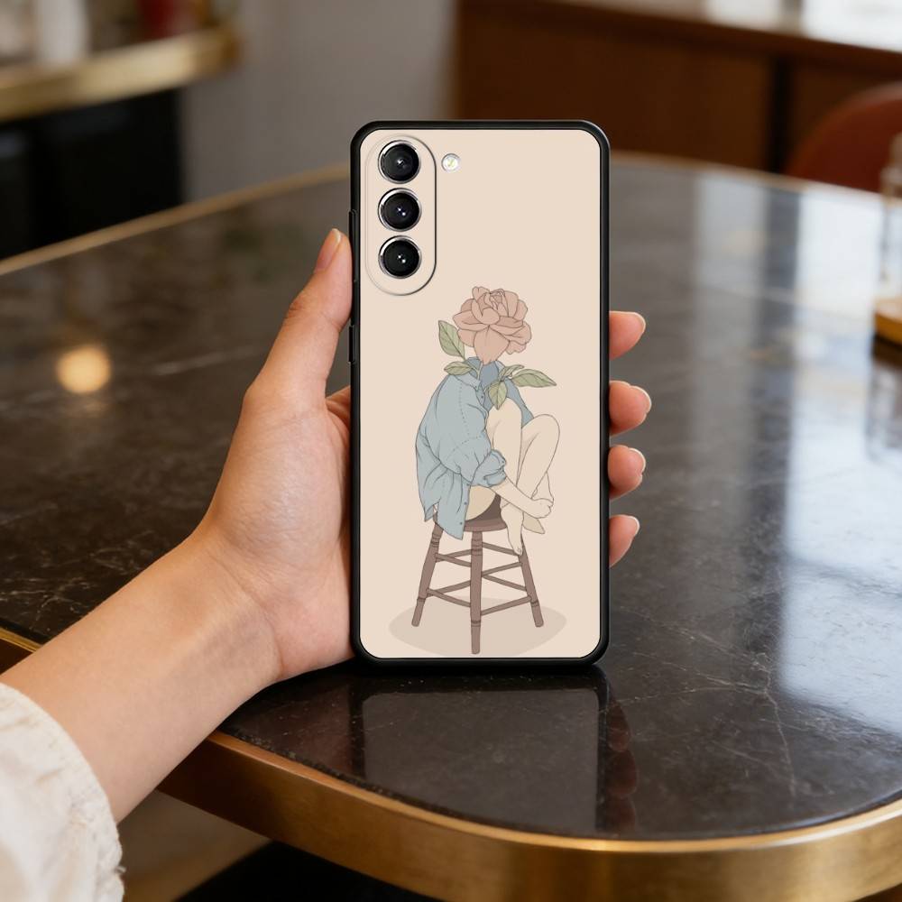 G-Gentle G-Girl Pastel Phone Case For Samsung S25,24,23,22,30,21,10,9,Ultra,Plus,Lite,FE,4,5 G Soft Black Case