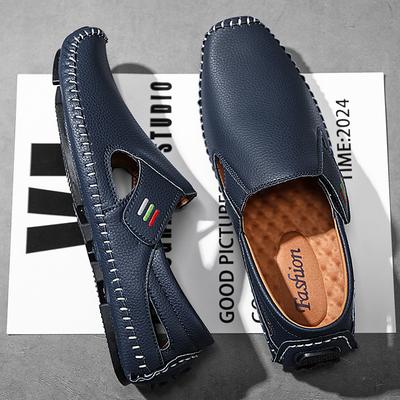 Mocassins en cuir ajouré pour hommes cousus à la main chaussures de conduite chaussures d'été décontractées Cal Ç Ado De Luxo 2025 Livraison Gratuite Facon Shoes