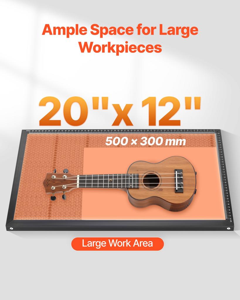 VEVOR 55W CO2 Laser Engraver, 500 X 300 Mm, Desktop CO2 Laser Engraver and Cutter Machine with 16MP Camera, Water Pump, Rotary Axis