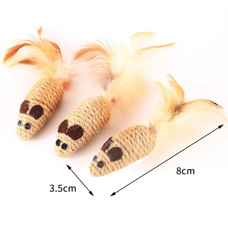 2Pcs Sisal False Mouse Cat Toy Bite Resistance Stuffed Toy Interactive Cat Toy Simulation Mice Kitten Self-Playing Plush Toys