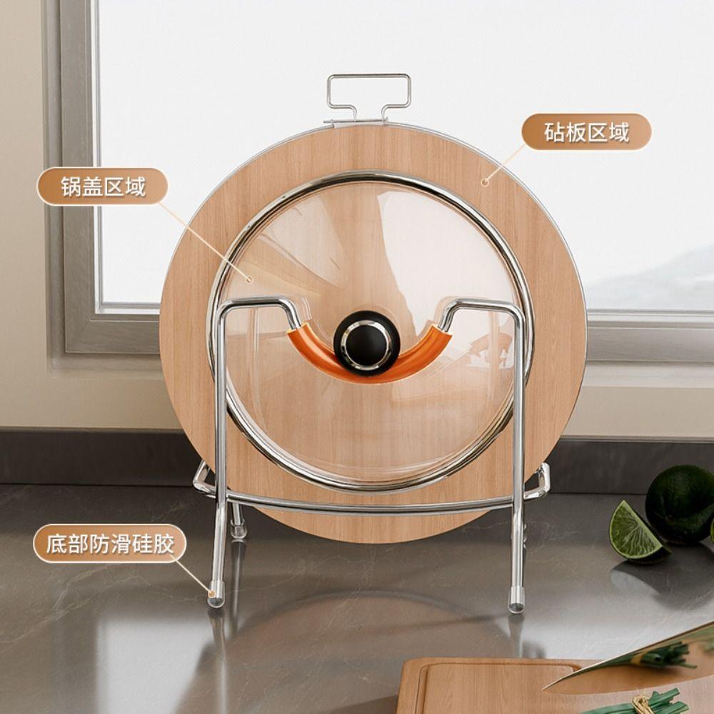 Thickening Pot Lid Stand Stainless Steel Pan Cover Shelf Useful Cutting Board Holder