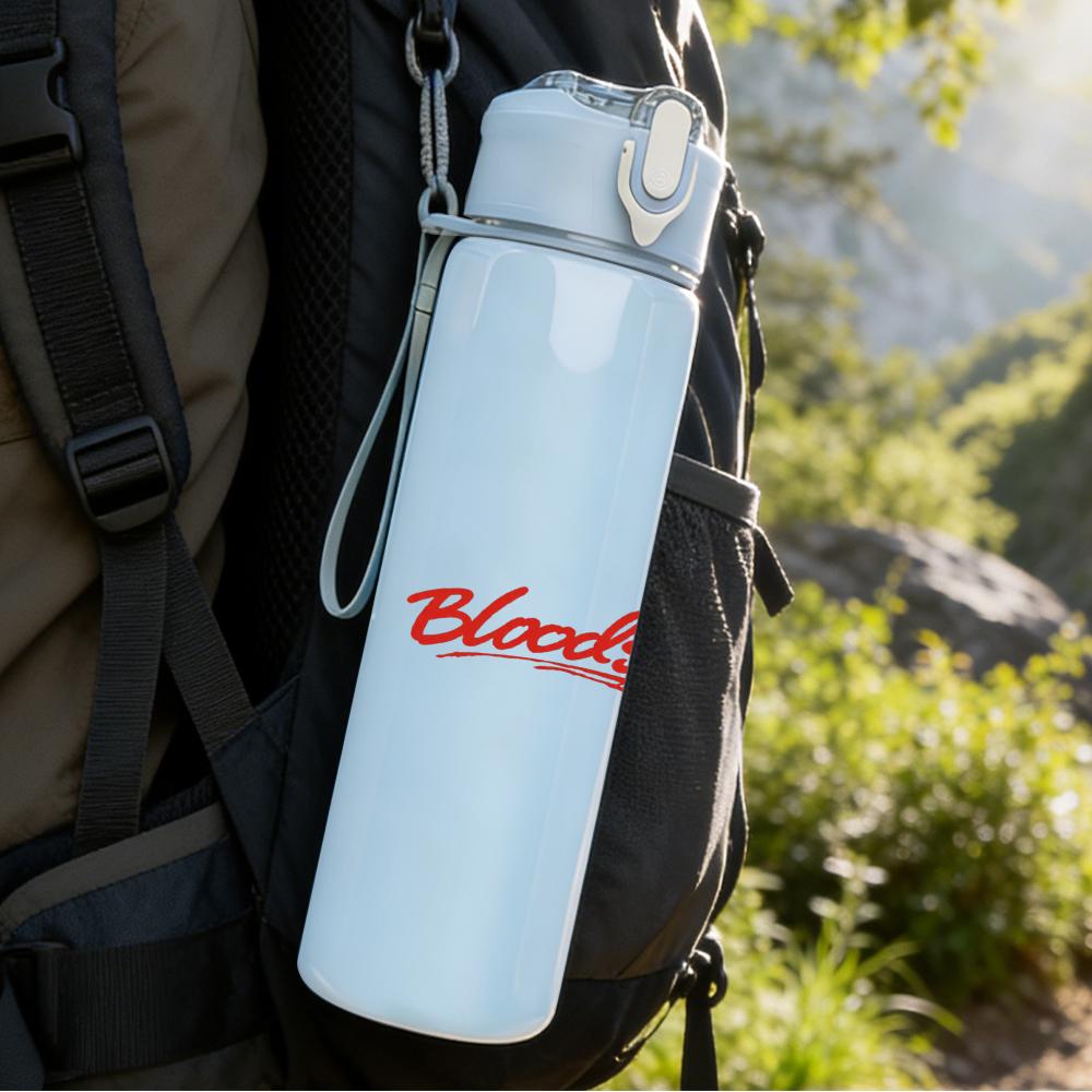 1PC Black Script Minimalist Brand Text Print 750ml Portable Sports Water Bottle Leakproof Gym Outdoor Travel Drink Cup