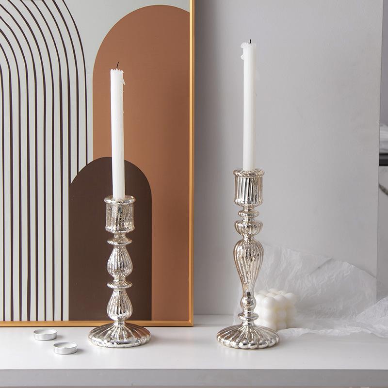 Vintage Glass Candle Holder Christmas Decoration Candlestick for Candle Romantic Candlelight Wedding Accessories Home Decoration