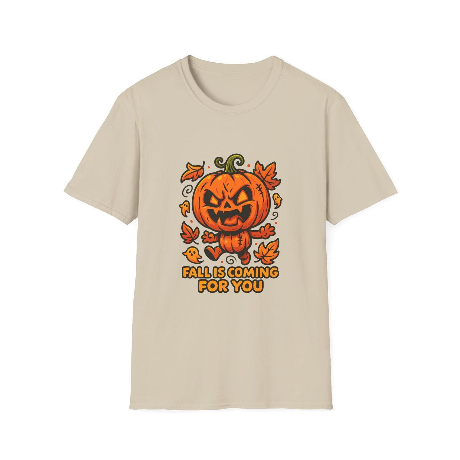 Unisex Softstyle T-Shirt Mens Womens Tees Top Chibi Pumpkin Autumn Leaves Funny Cute Halloween Fall L