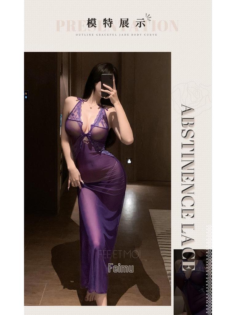Plus Size 1275 Seductive Lace Mesh Cleavage-Revealing Nightgown
