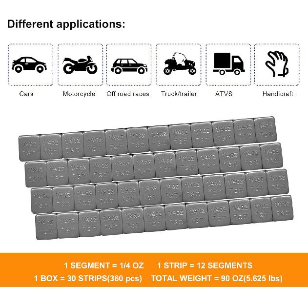 48 PCS 1/4 Oz Adhesive Backed Wheel Weights, 0.25 Oz Stick on Tire Balancing Weights, Low Profile Easy to Peel Wheel Balancing Weights for Cars