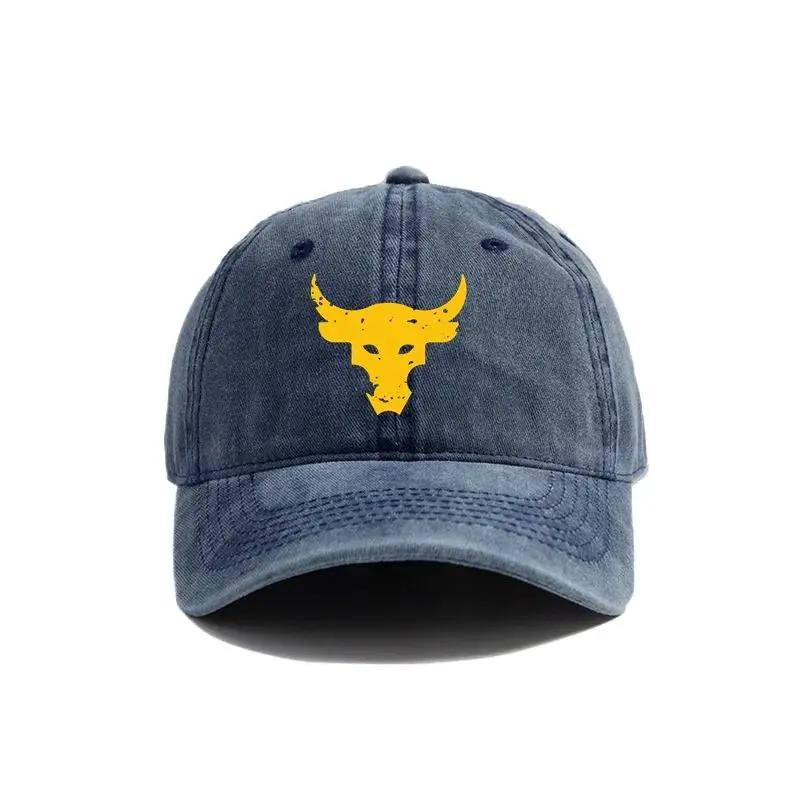 Dwayne Johnson Brahma Bull Baseball Cap Summer Distressed Dad Hats Men Outdoor Adjustable Cotton Caps Outdoor Sun Protection