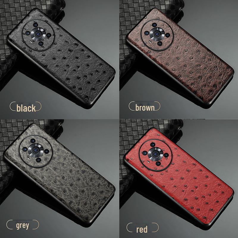 

Защитный чехол из натуральной кожи для Honor Magic3 с рисунком под страуса. Лучшая воловья кожа, комплексный дизайн для Magic3Pro. Magic3 Ultimate чёрный