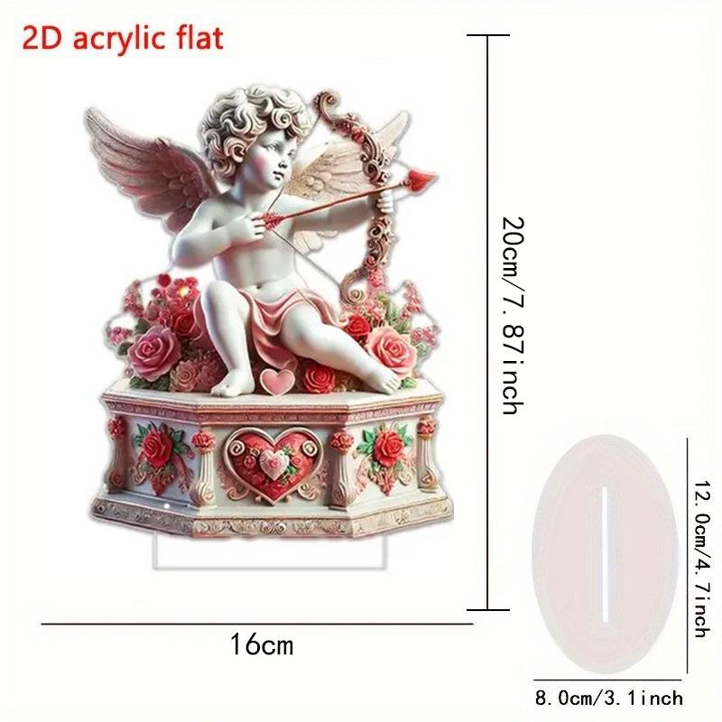 Valentine s Day Acrylic Cupid and Rose Desktop Ornament