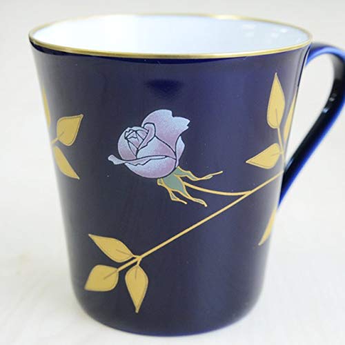 Koransha Arita ware mug, 260ml, featuring gorgeous small roses on a blue background, also known as royal blue. Made in Japan by Enver Helluk.