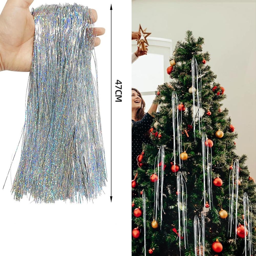 3000 Strands Icicles Iridescent Tinsel Foil Fringe Garland For Christmas Xmas Tree Decorations Party Supplies Holiday Home Decor