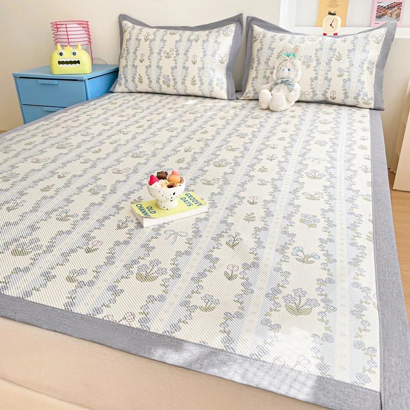 Premium End Animated Ice Silk Bed Mat Summer Cool Down Sleeping Mat Bed Adult Child Washable Cooling Bed Pad and Pillowcases