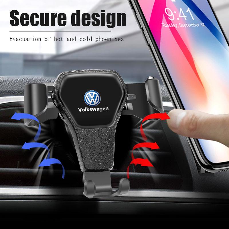 OBTLU1 Gravity Car Phone Holder Air Vent GPS Stand Accessories Tire Valve For VW GTI Polo Golf Passat Tiguan Arteon ID.3 Jetta T-ROC CC