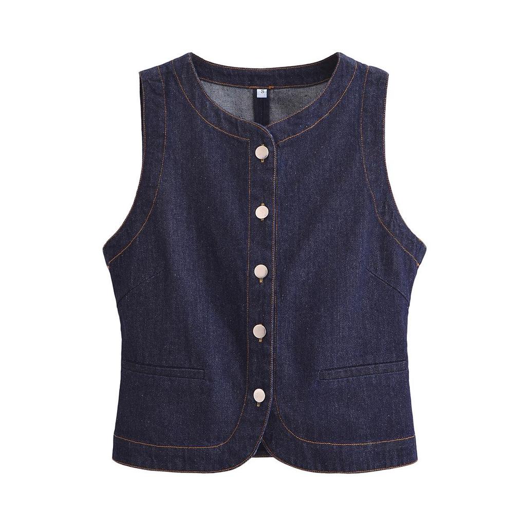 2025 Spring Women's Casual Denim Vest and Pants Set