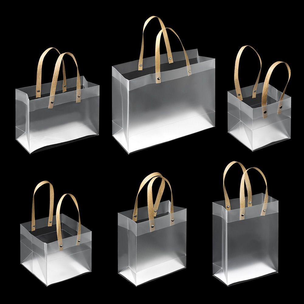High-quality with Handles Decor Frosted PP Bags Translucent Tote Gift Wrapping Package