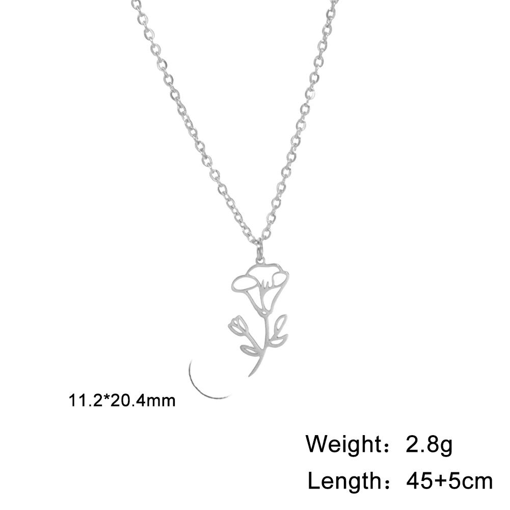 Stainless Steel Birth Month Flower Necklace Snowdrop Daisy Rose Pendant Neck Chains Trendy Jewelry Birthday Gift