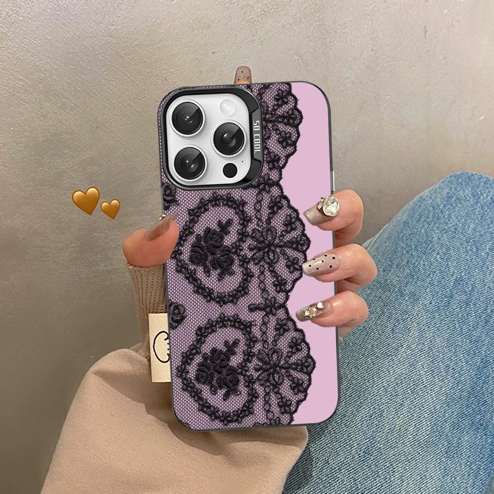 Lace Style Cool Girl Phone Case For IPhone 16 15 14 13 12 11 Pro Max X XR XSMAX 8 7 Plus Matte Shockproof Back Cover
