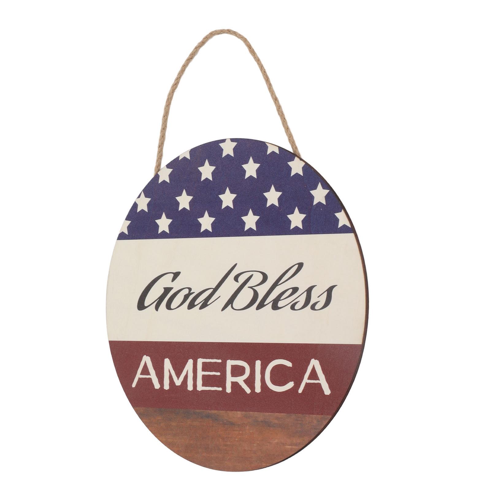 Independence Day Sign Round Decorative Easy Hanging Festive Theme Colorblock Design 4th of July Decorations