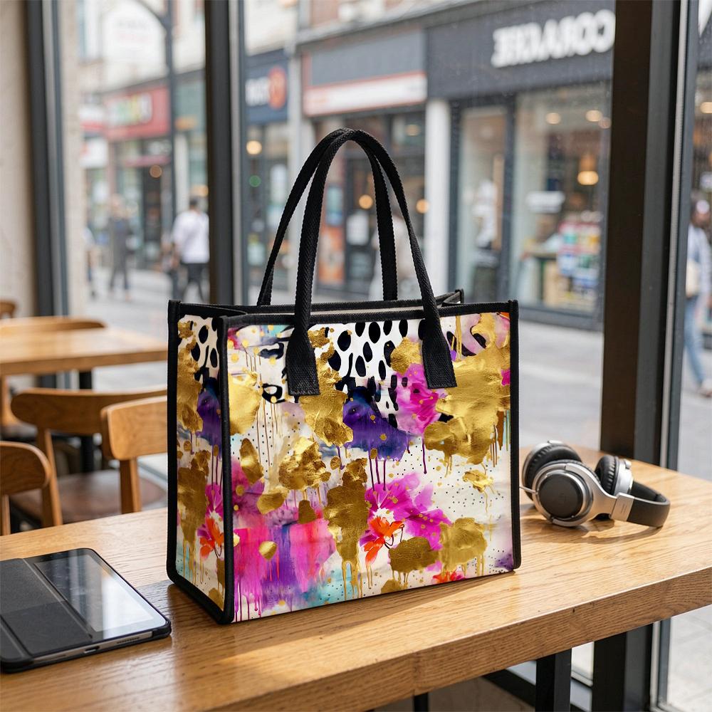 Abstract Floral Print Tote Bag Stylish Casual Daily Carry Handbag for Women
