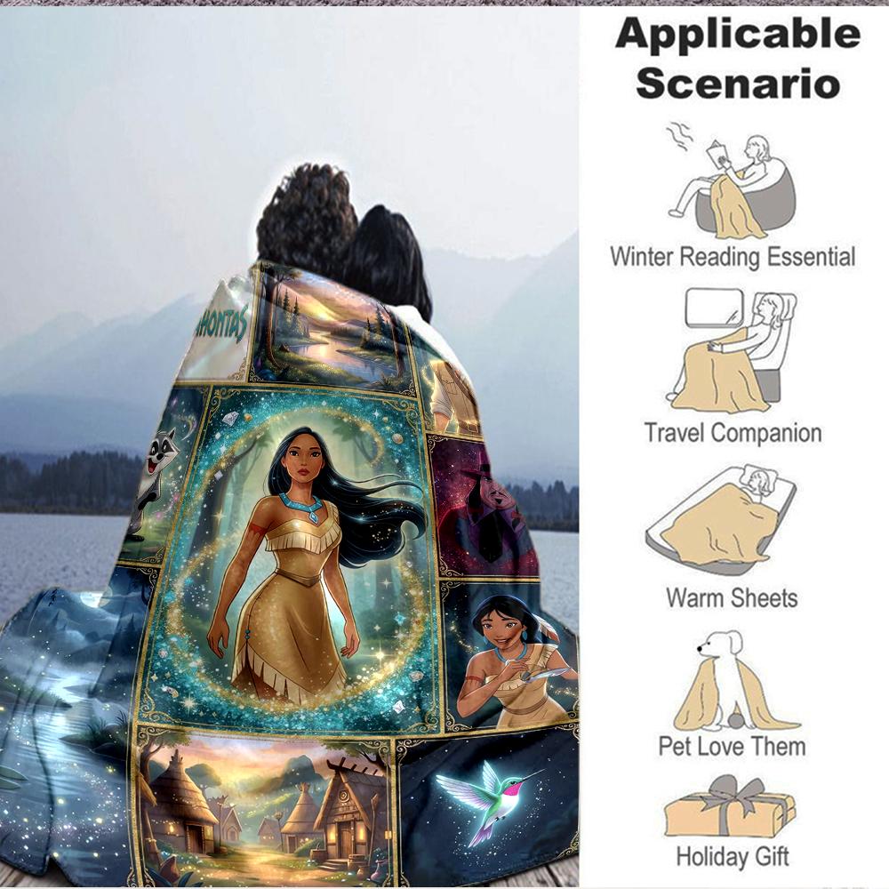 1Pc Pocahontas Adventure Collage Blanket Soft And Comfortable Casual Warm Camping Travel Christmas Halloween Xmas Gift M924418