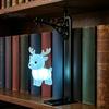 Nordic Style Home Decor Metal Magic Owl Hanging Bookend Lamp, Resin Animal LED Night Light, Pastoral Table Deer Bird Light for Bookshelf Window