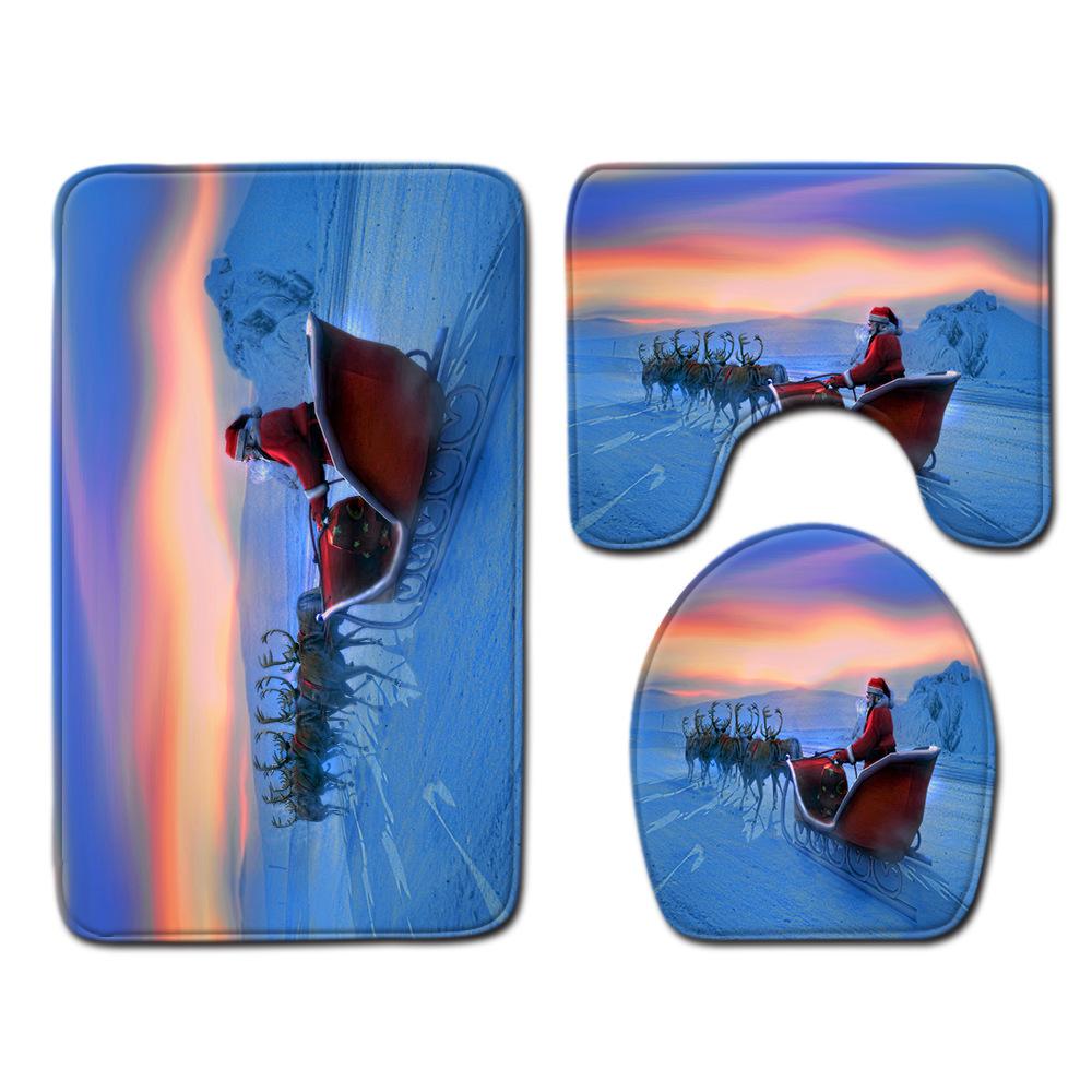 Christmas Bathroom Floor Mat Toilet Three-Piece Set