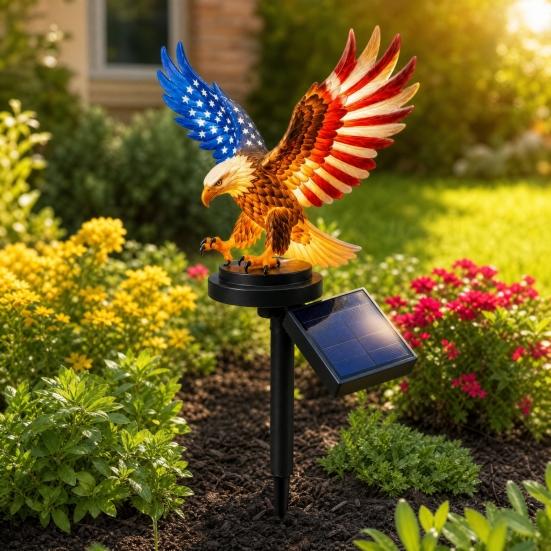 America 250th Anniversary Solar Eagle Garden Light, Patriotic Memorial Day Decor, Solar Powered Eagle Stake Light for 4th of July Yard, Outdoor