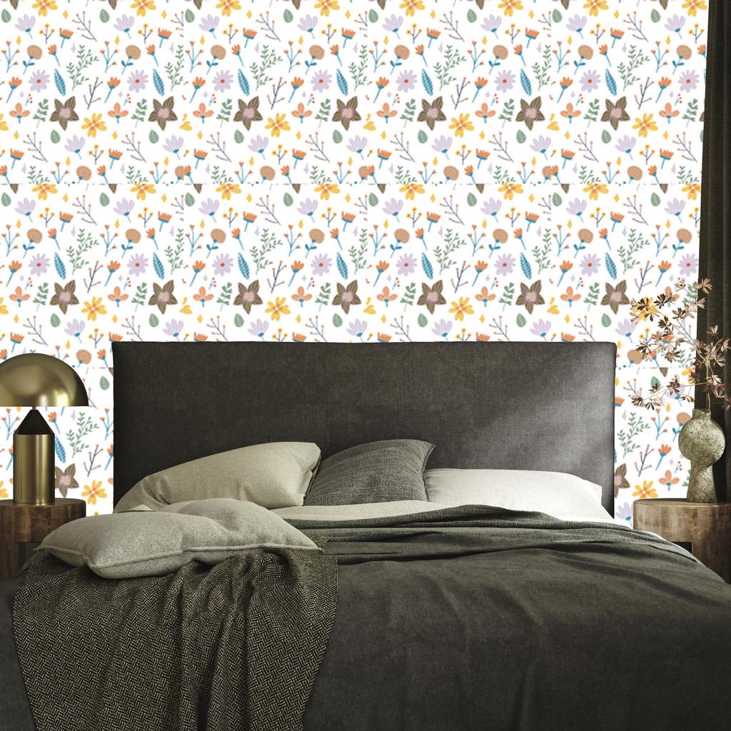 Wildflowers Wallpaper White and Light Gray for Living Room and Bedroom 50x1000