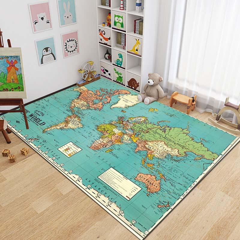 15 Sizes Retro Navigation Map Pattern Decorative Square Rug House Living Room Floor Matte Bedroom Carpet Art Mat Fans Gift