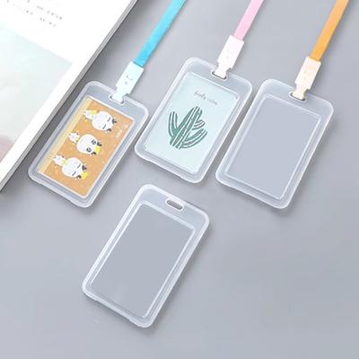 Transparent Card Cover Plastic Bus Card Cover Name Plate Protective Cover Campus Access Card Work Card Set Accessories Lanyard