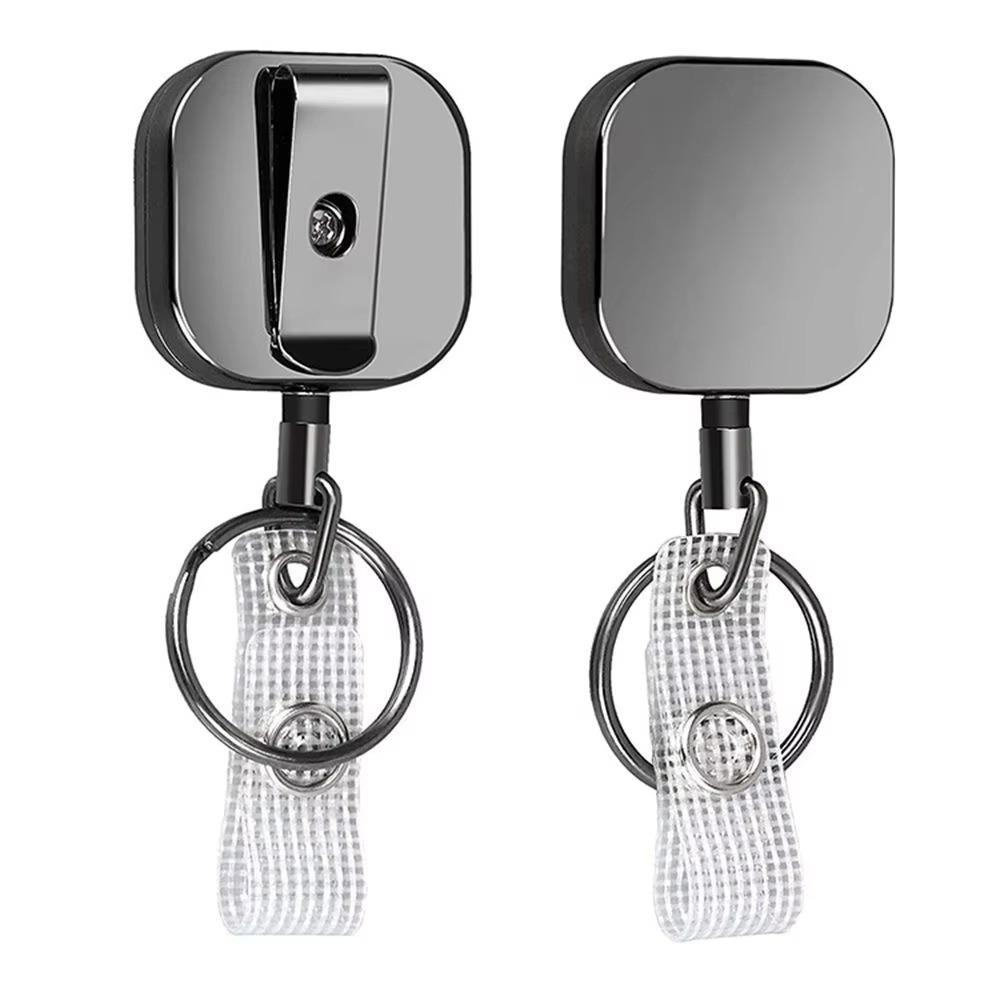 

Metal Anti-lost Keychain Retractable Badge Reel Clip Multi-functional Badge Holder Key Management Square 01