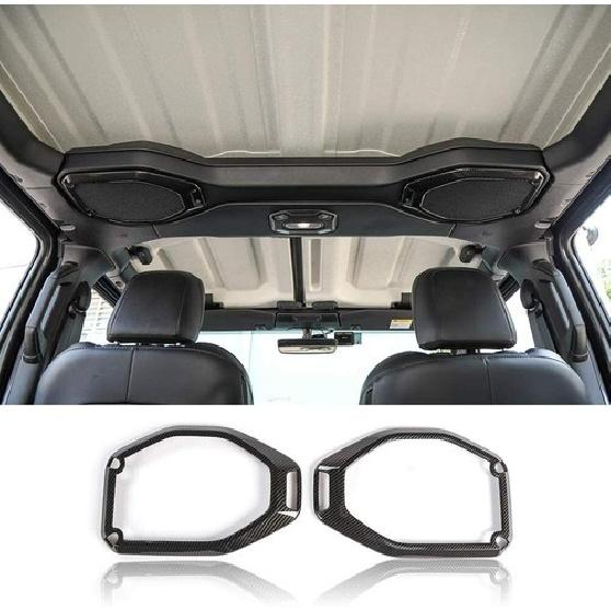 

2x Carbon Fiber Roof Speaker Ring Decor Cover Trim for Jeep Wrangler JL JT 18-23
