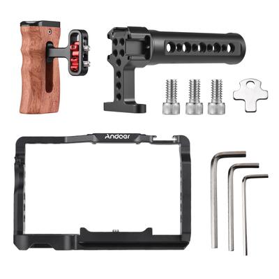 Andoer Camera Video Cage + Top Handle + Side Hand Grip Kit Aluminum Alloy Camera Video Cage with