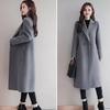 Thermal Winter Coat Women Double Breasted Overcoat Turn Down Collar Long Sleeved Loose Fit Jacket Solid Color Pockets Commuting Dating Spring Fall